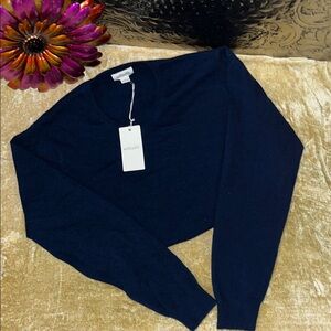 Men's Cashmere V-Neck Sweater - Navy Blue